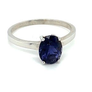 Iolite 2.15ct Rhodium Finish Solid Silver Ring